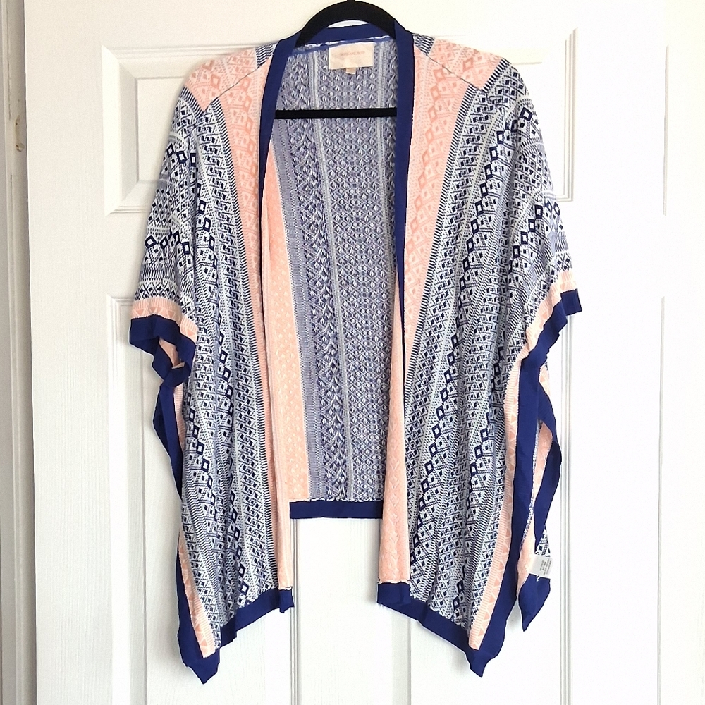 Skies Are Blue Multicolor 100% Rayon Open Front Kimono Cardigan